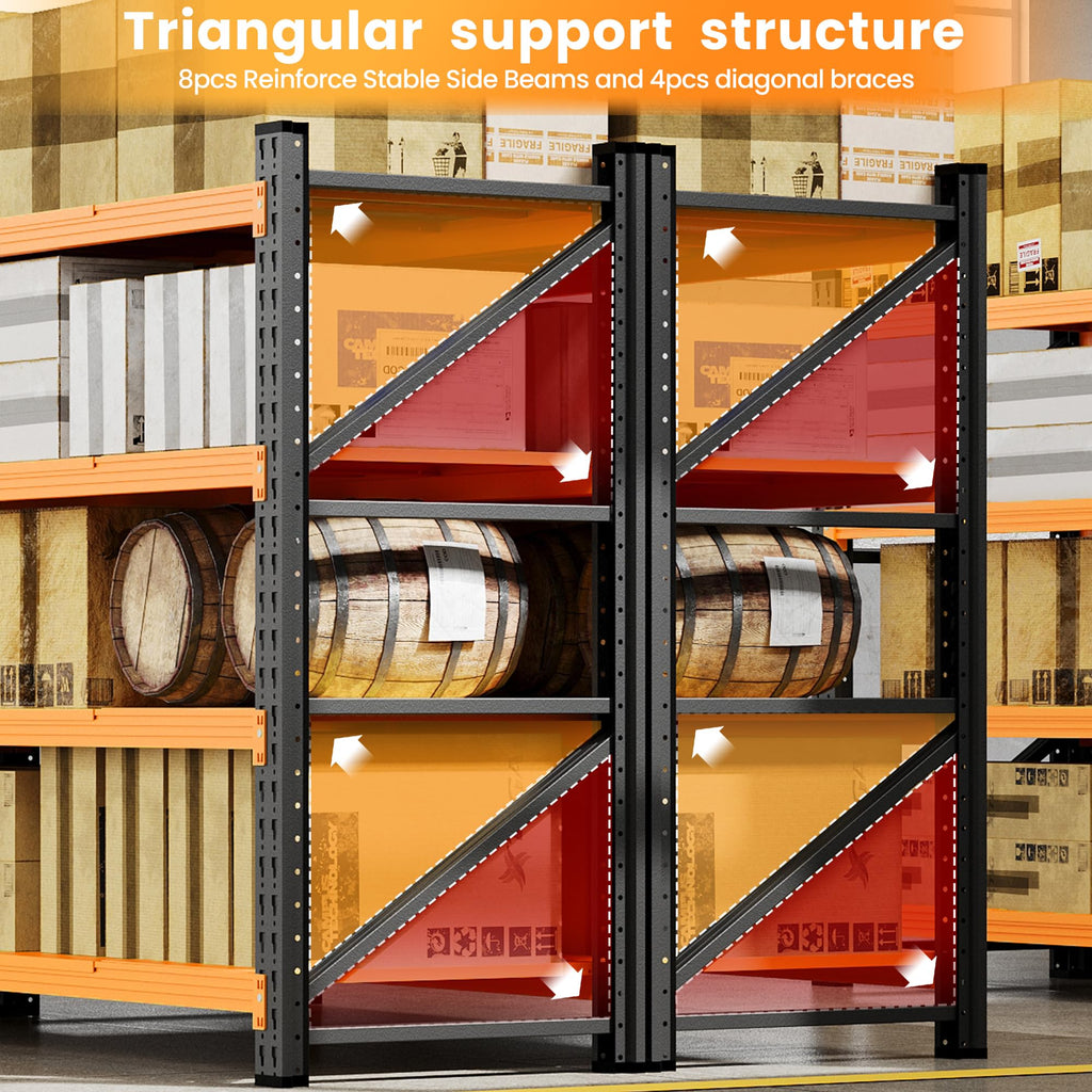 AFAIF Storage Shelves Heavy Duty, 6000LBS Metal Garage Shelving 24” Deep Storage Rack Shelf, Steel Tall Industrial Shelving, 4 Tier Adjustable Standing Shelf for Warehouse/Shop 79" W x 24" D x 79" H