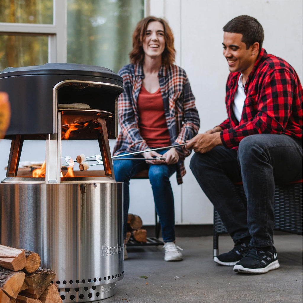 Solo Stove Bonfire Pi Fire | Pizza Oven Accessory for Bonfire Fire Pit, Incl. Carry Case & Cordierite Pizza Stone, Wood Burning Assembly, Stainless Steel, (H x Dia): 16.9 x 19.3 in, 19.6 lbs