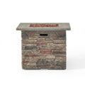 Hoonah Outdoor 40,000 BTU Lightweight Concrete Fire Pit Table, 32", Natural Stone / Grey