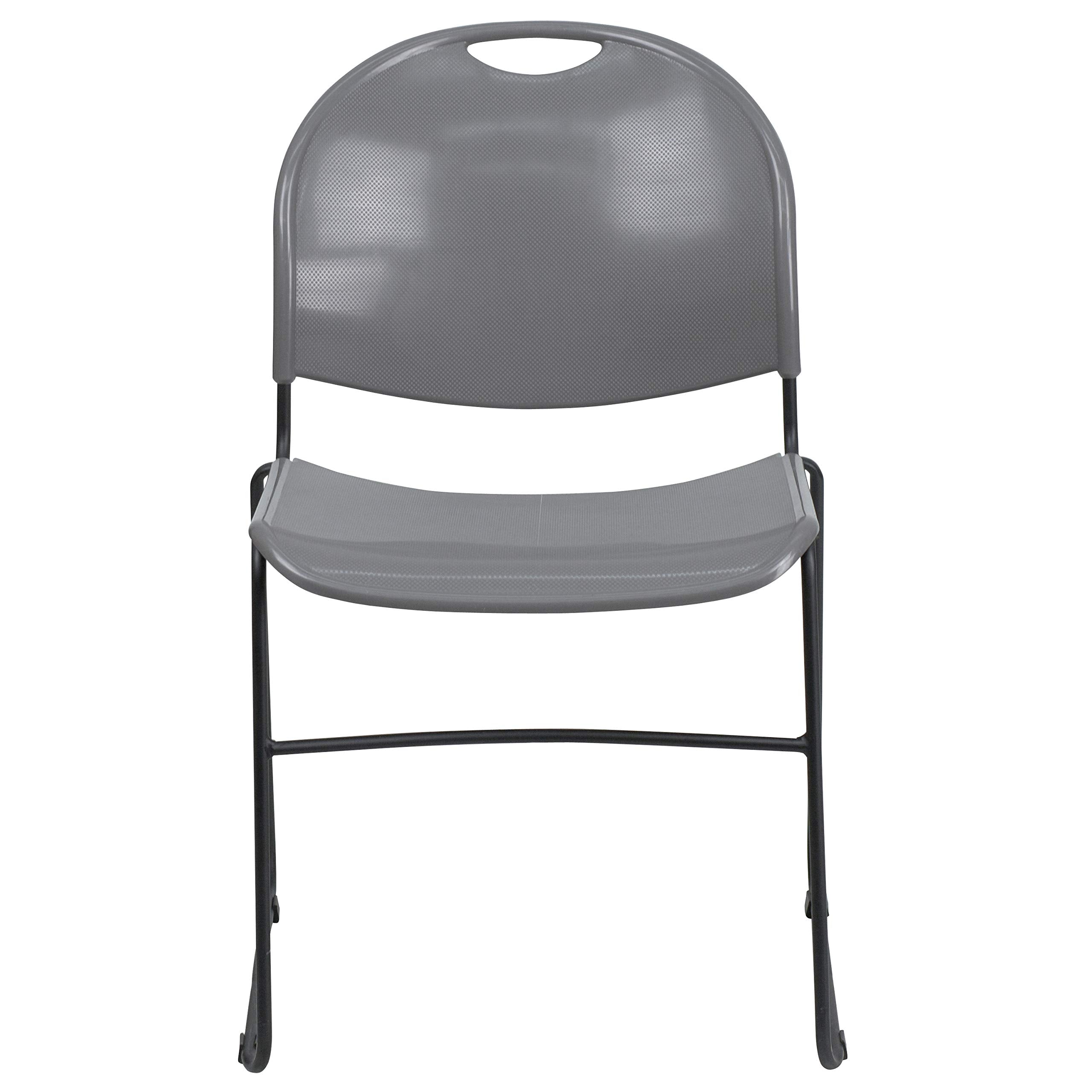 Flash Furniture 5 Pack HERCULES Series 880 lb. Capacity Gray Ultra-Compact Stack Chair with Black Powder Coated Frame