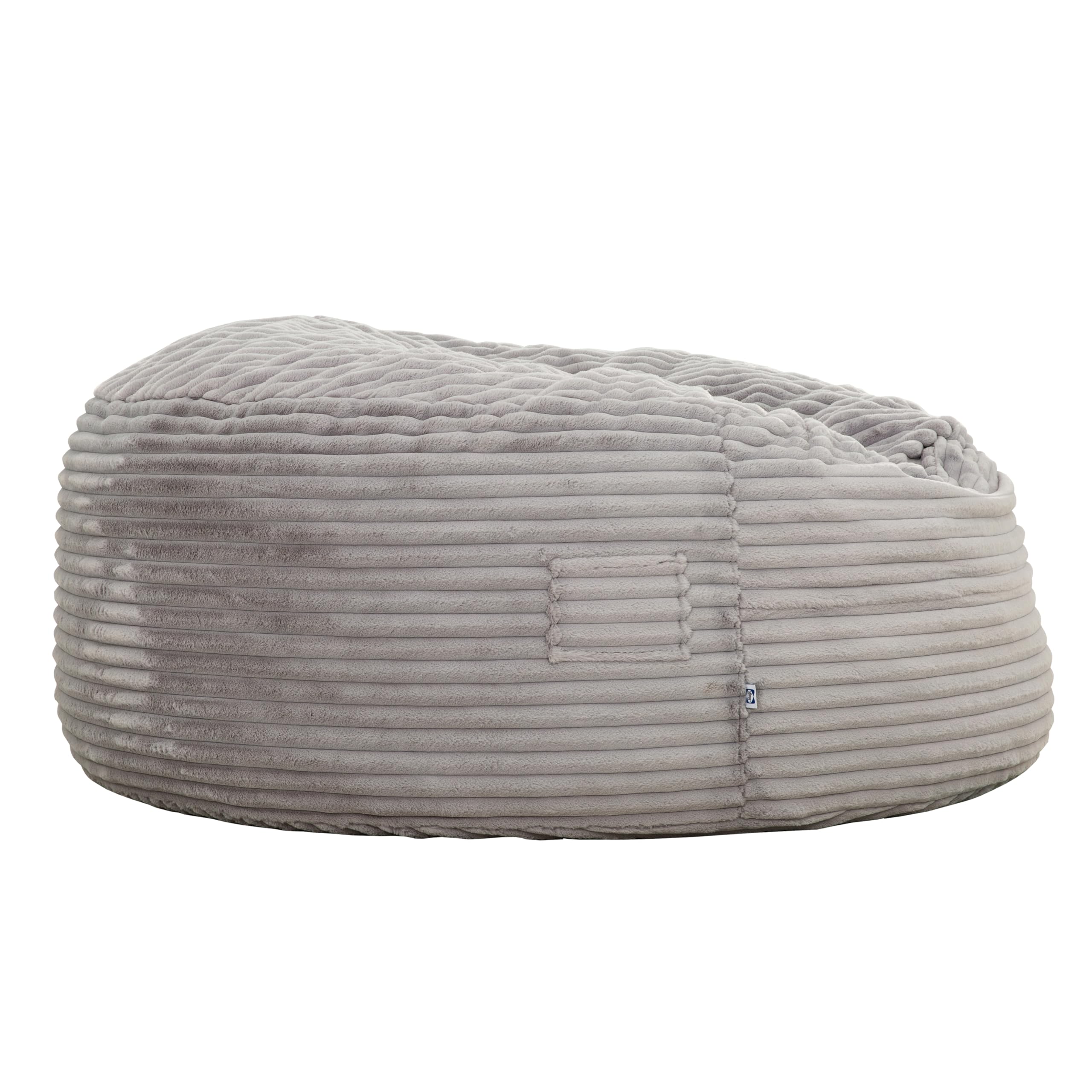 Traditional 72 in. Oversized Velour Memory Foam Bean Bag, Living Room Round Lounger Sofa Chair, Light Gray