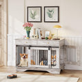 IDEALHOUSE 47'' Dog Crate Furniture,Indoor Wooden Dog Kennel with 2 Storage Drawers,4 Doors and Large Tabletop,Decorative Pet House for Large, Medium, and Small Dogs(Grey)
