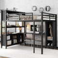 Bellemave Queen Size Loft Bed with Desk, Wardrobe & Storage Shelves, Modern Metal Loft Bed Frame for Adults, Teens, Kids, Space-Saving Queen Bed for Small Rooms, Dorms, Apartments (Queen, Black)