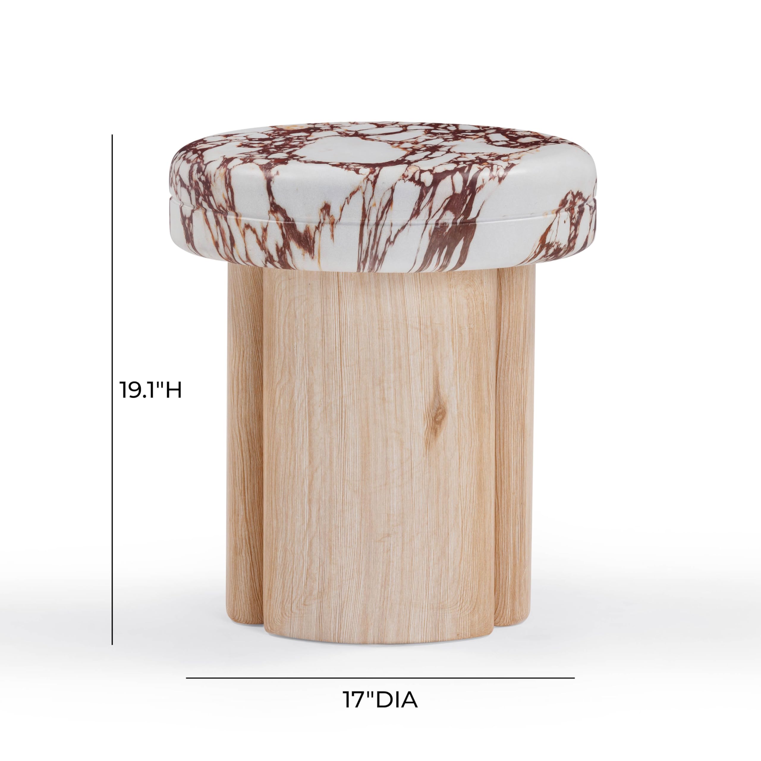Tov Furniture Sheila Wood and Breccia Capraia Textured Concrete Side Table