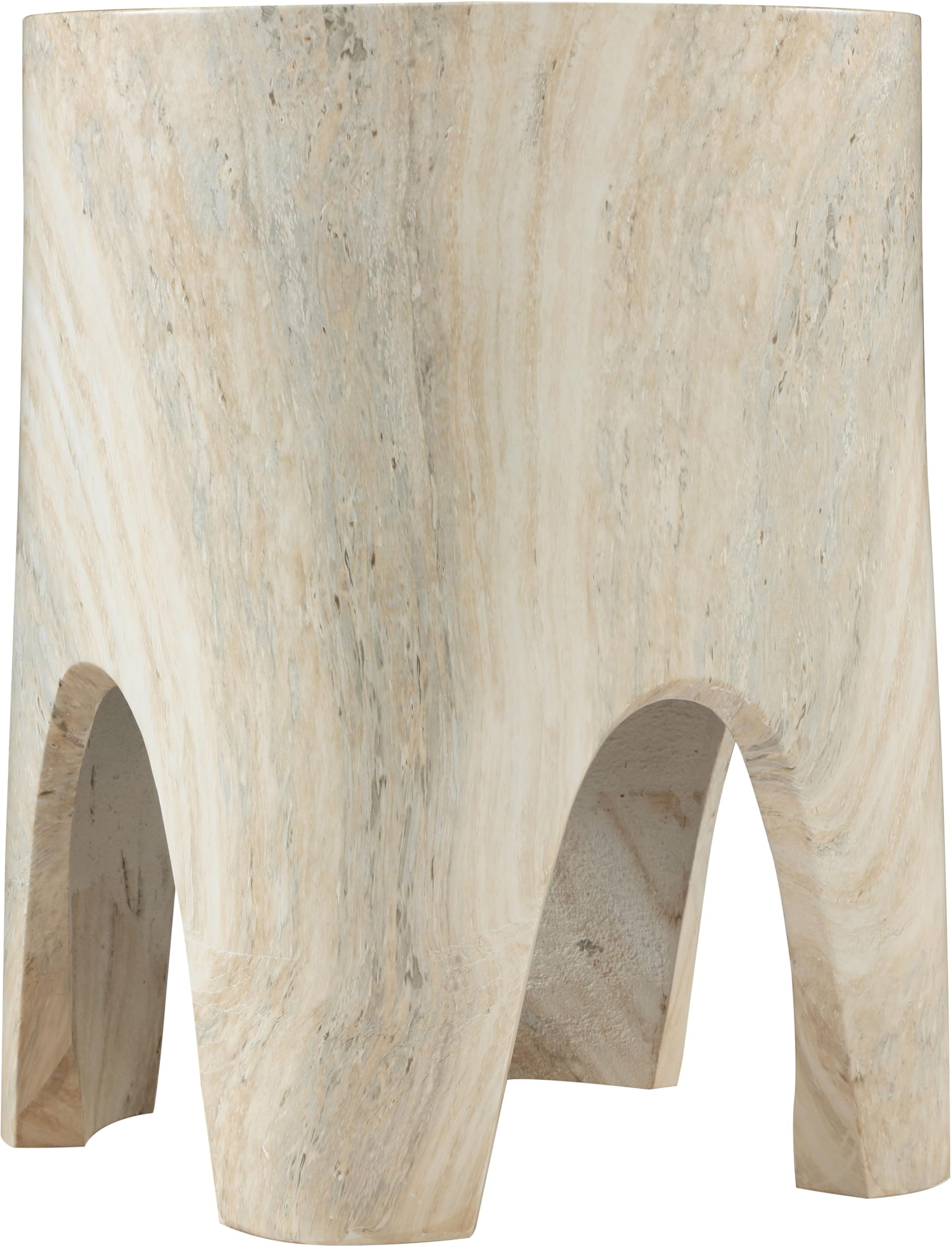 Meridian Furniture 99054Travertine-ET Foligno Collection Art Deco Indoor/Outdoor Concrete End Table with Travertine Finish, 14" W x 14" D x 18" H, Travertine