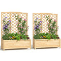 UrGROWA Wooden Raised Garden Bed with Trellis, Freestanding Planter Box with Drainage for Vines Climbing Plants Flowers Herbs, Elevated Gardening Planter for Backyard Balcony Patio