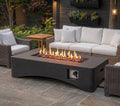 KEIKI 56" Rectangular Propane Gas Fire Pit Table, 50,000 BTU Modern Outdoor Concrete Fire Table with Lava Rocks, Waterproof Cover, Tank Seat, No Assembly for Patio Backyard Deck, Dark Grey