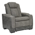 Signature Design by Ashley Next-Gen DuraPella Power Recliner with Adjustable Headrest, Storage Armrests, Wireless & USB Charging, Faux Leather, 2-Tone Gray
