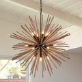 lighceac 37.4" Farmhouse Sputnik Chandelier for Dining Room Rustic Handmade Natural Wood 18-Light Hanging Ceiling Pendant Light Fixture Starburst Wood Chandeliers for Kitchen Bedroom Foyer Hallway