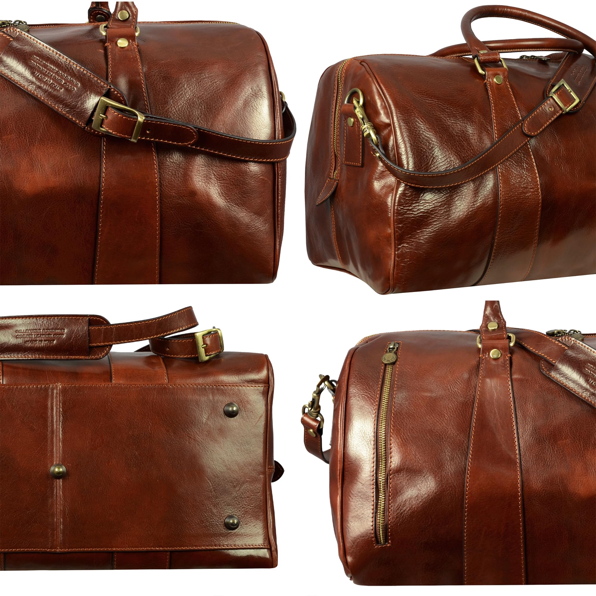 Time Resistance Leather Duffel Bag - Large Weekend Gym Travel Bag (Brown)