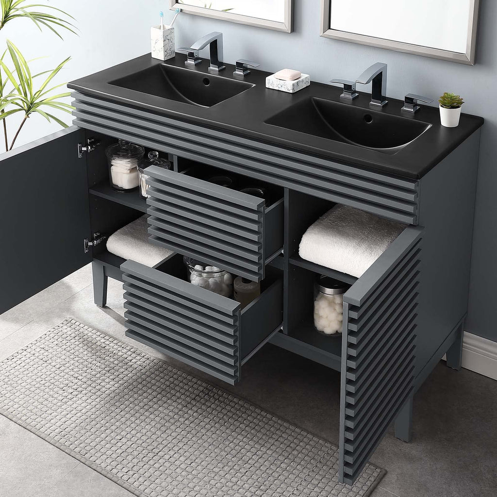 Modway Render 48" Double Bathroom Vanity in Gray Black