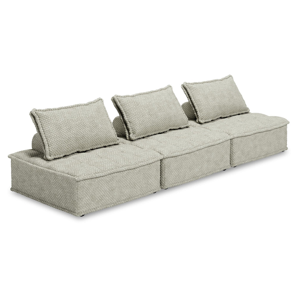 Signature Design by Ashley Bales Casual L-Shaped Modular Tufted 3-Piece Modular Seating with Non-Slip Decking, Beige