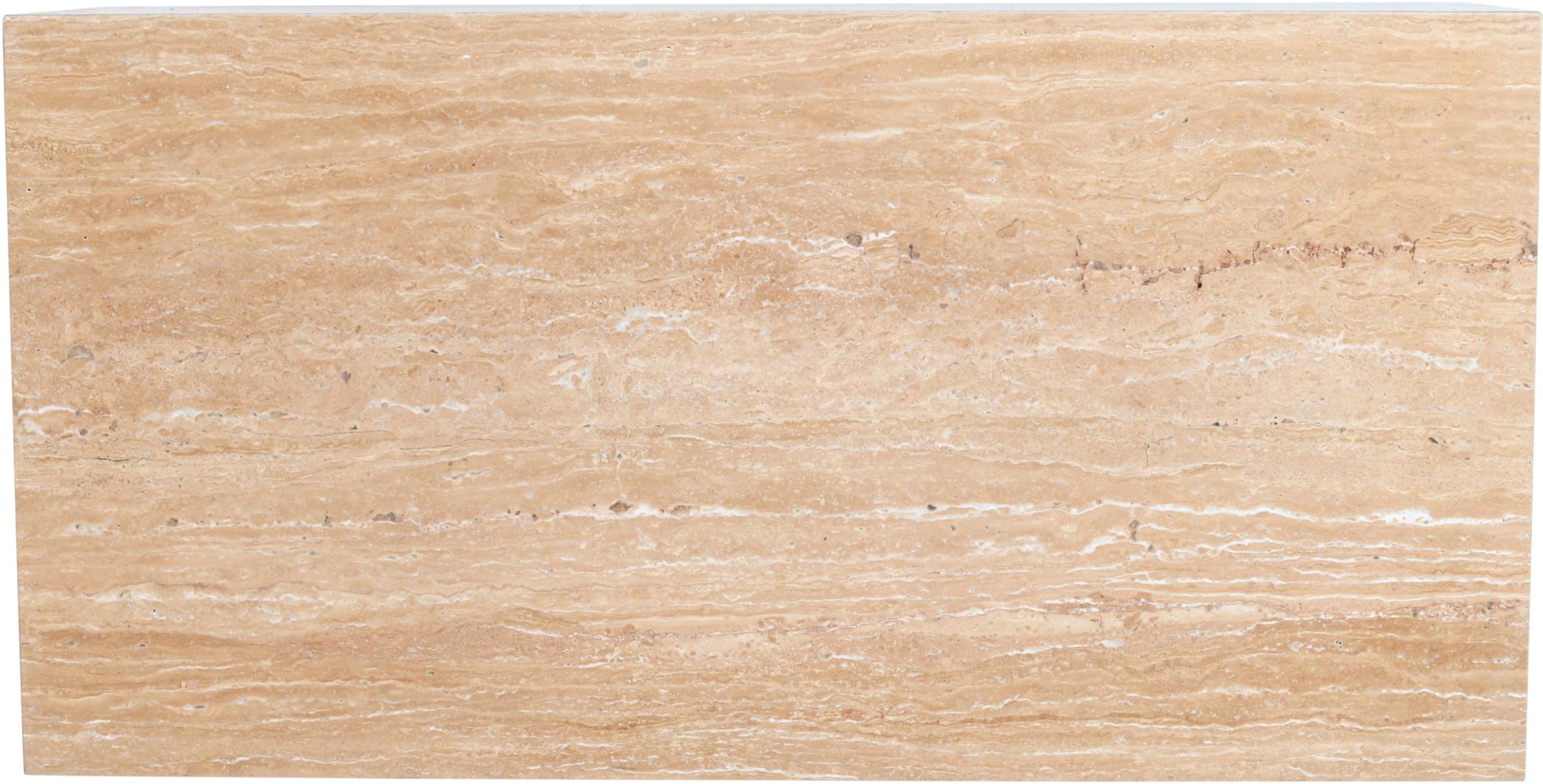 Meridian Furniture 251Travertine-CT Bolzano Collection Art Deco Coffee Table with Handcrafted Genuine Marble, 48" W x 24" D x 15" H, Beige