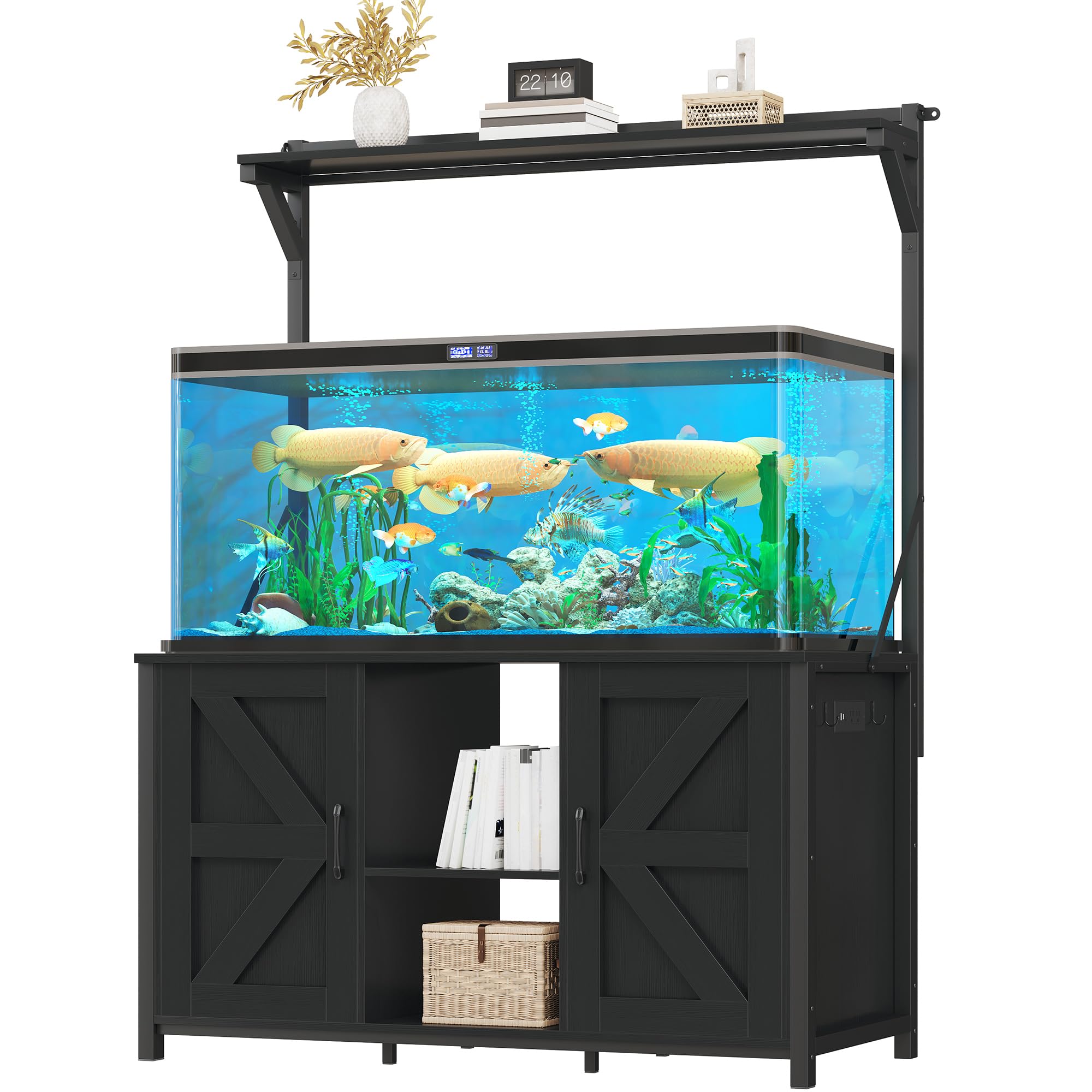 YITAHOME 120 Gallon Fish Tank Stand with Power Outlets, Heavy Duty Metal Large Aquarium Stand with Cabinet, Reptile Tank Turtle Terrariums Table for Fish Tank Accessories Storage,1100LBS Capacity