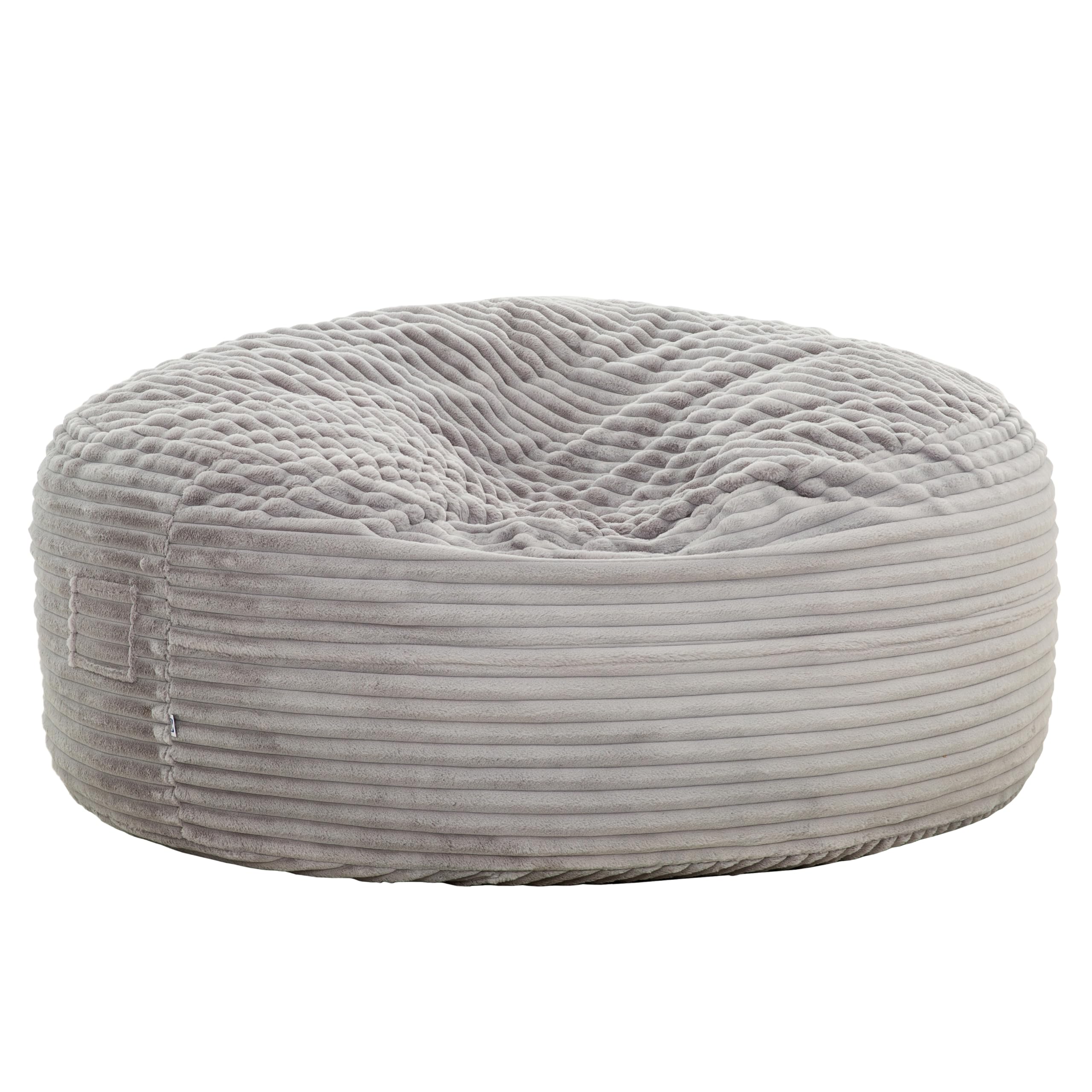 Traditional 72 in. Oversized Velour Memory Foam Bean Bag, Living Room Round Lounger Sofa Chair, Light Gray