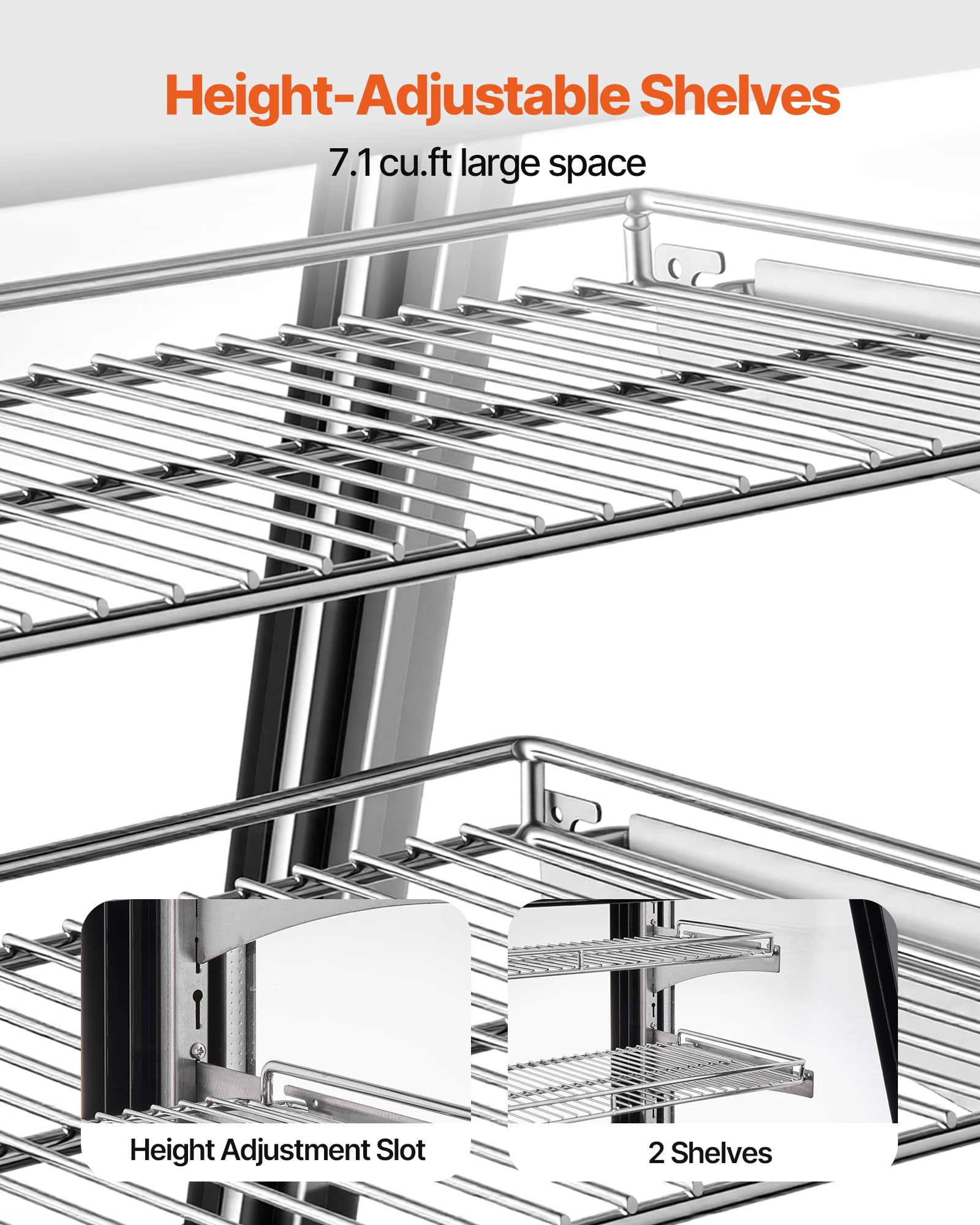 VEVOR Refrigerated Display Case, 7.1 Cu.Ft./190L Countertop Pastry Display Case, 2-Tier Commercial Cake Refrigerator with LED Lighting, TURBO Cooling, Frost-Free Air-Cooling, for Bakery, Dessert Shop