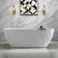 GarveeHome 67 Inch Acrylic Freestanding Bathtub with Diamond-Look Glossy Finish – Modern Deep Soak All White Luxury Tub Featuring Chrome Pop-Up & Overflow Drain for Bathrooms