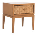 SAFAVIEH Couture Collection Armand Natural/Dark Brown Woven 1-Drawer Accent Table Nightstand (Fully Assembled)