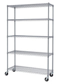 TRINITY EcoStorage Heavy Duty 5-Tier Adjustable Wire Shelving with Wheels for Outdoor Use, Garage Storage and More, NSF Certified, 800-4000 Lb Capacity, Gray, 48" W X 18" D X 72-77" H