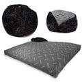 CordaRoy's Faux Fur Bean Bag Chair, Convertible Chair Folds from Bean Bag to Lounger, As Seen on Shark Tank, Black - Queen Size