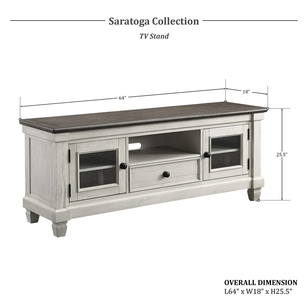 Lexicon Saratoga TV Stand, Rosy Brown/Antique White