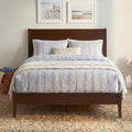 Christopher Knight Home Mid-Century Modern Solid Bamboo Wood Queen Size Sleigh Platform Bed Frame with Wood Slats and Metal Support,No Box Spring Needed,Easy Assembly, Chocolate