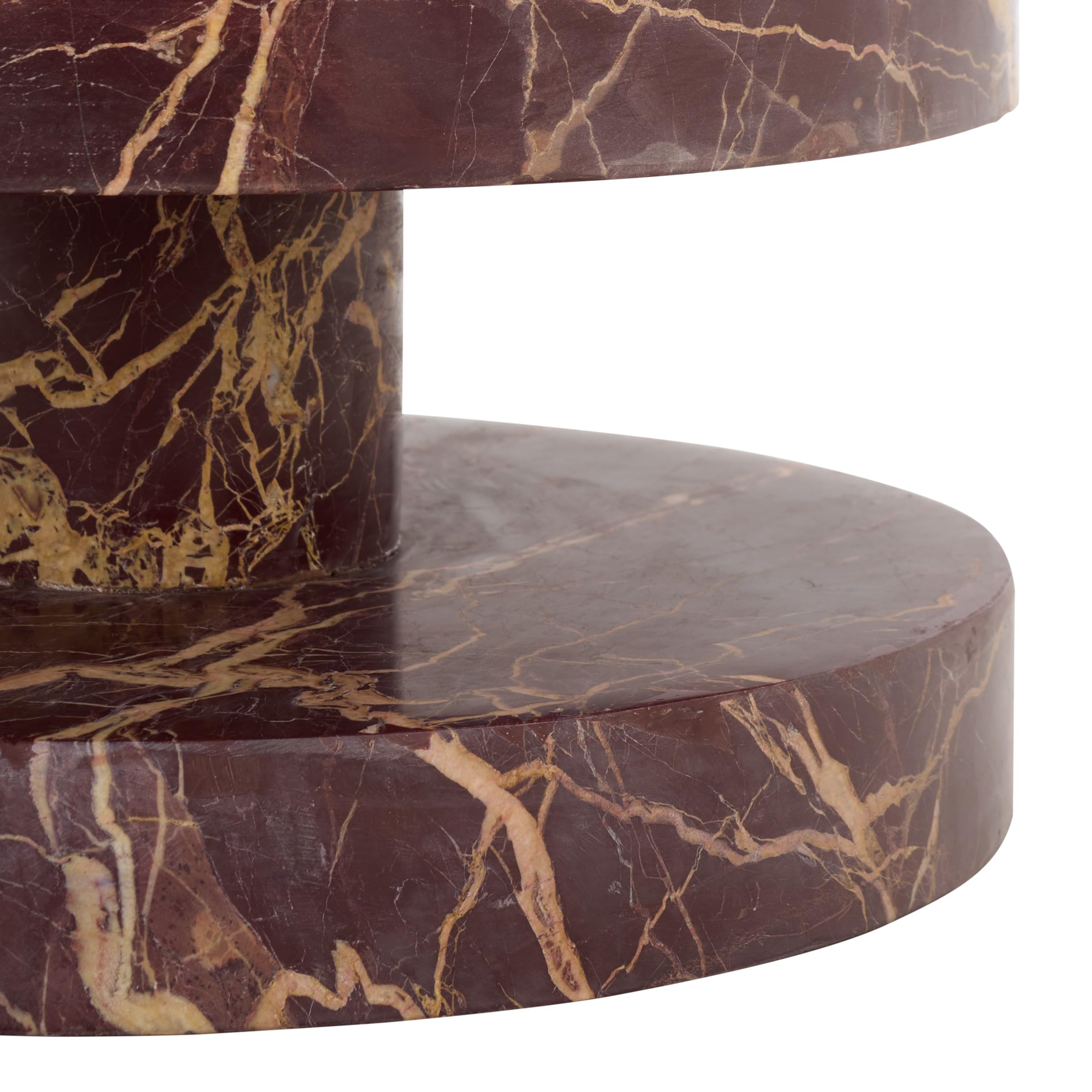 SAFAVIEH Couture Collection – Danny Red & White Stacked Round Marble Accent Table, Fully Assembled (SFV5766C)