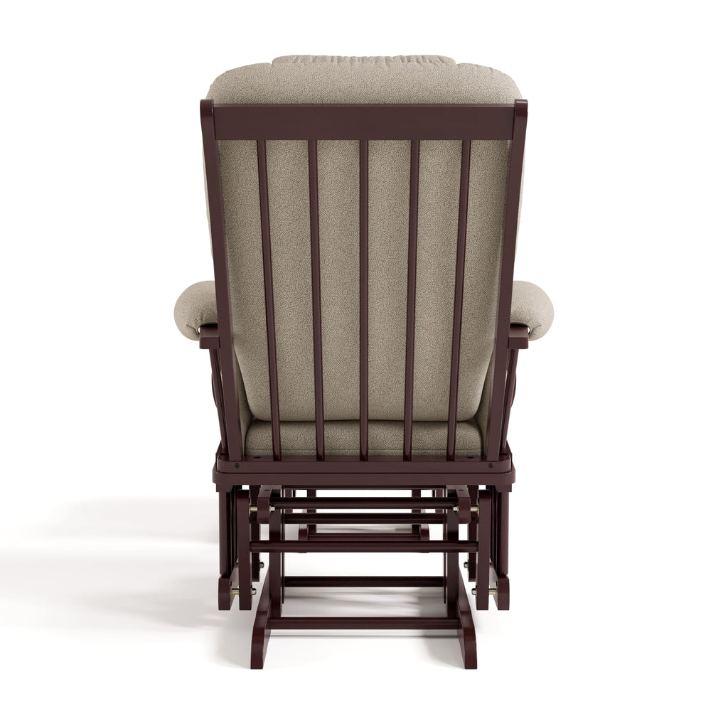 Storkcraft Tuscany Custom Glider and Ottoman with Free Lumbar Pillow (Espresso/Taupe Swirl) - Cleanable Upholstered Comfort Rocking Nursery Chair with Ottoman