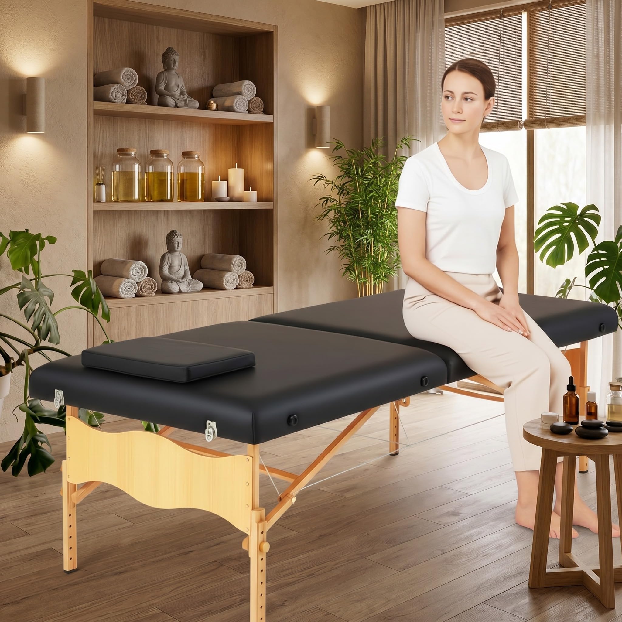 AceOrbit 73" x 33" x 24" Low Level Portable Folding Massage Table Adjustable Physical Exercise Therapy Bed Folding Massage Table for Spa Yoga Exercise Tattoo Home Training Station for Rehabilitation