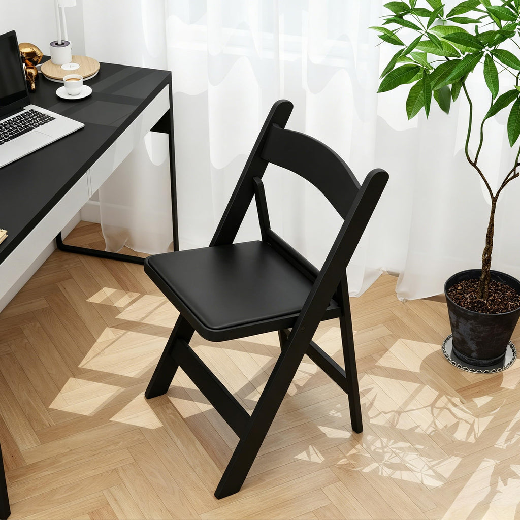 Real Relax Black Resin Folding Chairs with Cushion - Comfortable Foldable Plastic Chair - Stackable Chairs with Padded Seats - Indoor/Outdoor Chairs for Events, 600lbs Capacity(10 Pack)