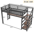 Bellemave Twin XL loft Bed with Storage Stairs, Shelves, Metal Twin XL Loft Beds with LED Lights, USB Ports, Multifunctional Iron Nets for Adults, Kids, Teens, Black