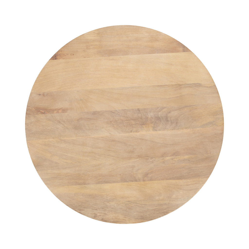 Kate and Laurel Aja Bohemian Round Mango Wood Coffee Table, 26 inch Diameter, Light Natural, Decorative Geometric Modern Coffee Table for Hosting, Storage, and Living Room Decor