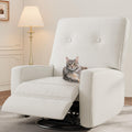 IDEALHOUSE Recliner Chair, 360° Swivel Rocking Glider Chair for Adults with Adjustable Backrest & Footrest, Cozy Linen Upholstered Armchair for Living Rooms, Bedrooms, Apartments, Beige