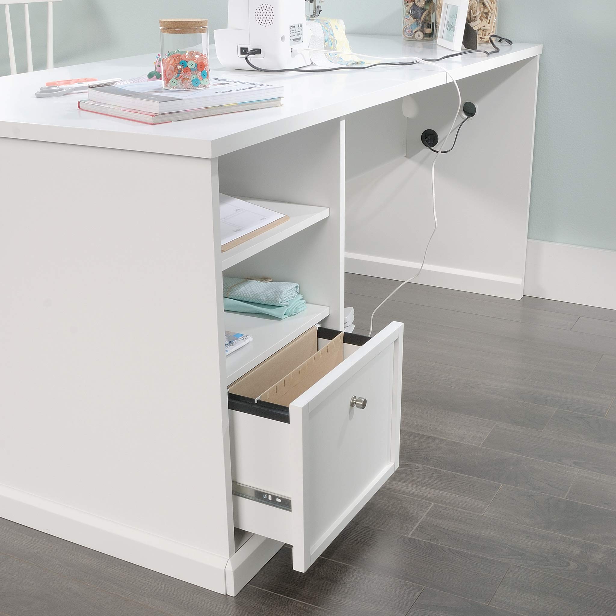 Sauder Craft Pro Series Craft Table/ Pantry cabinets, in White finish