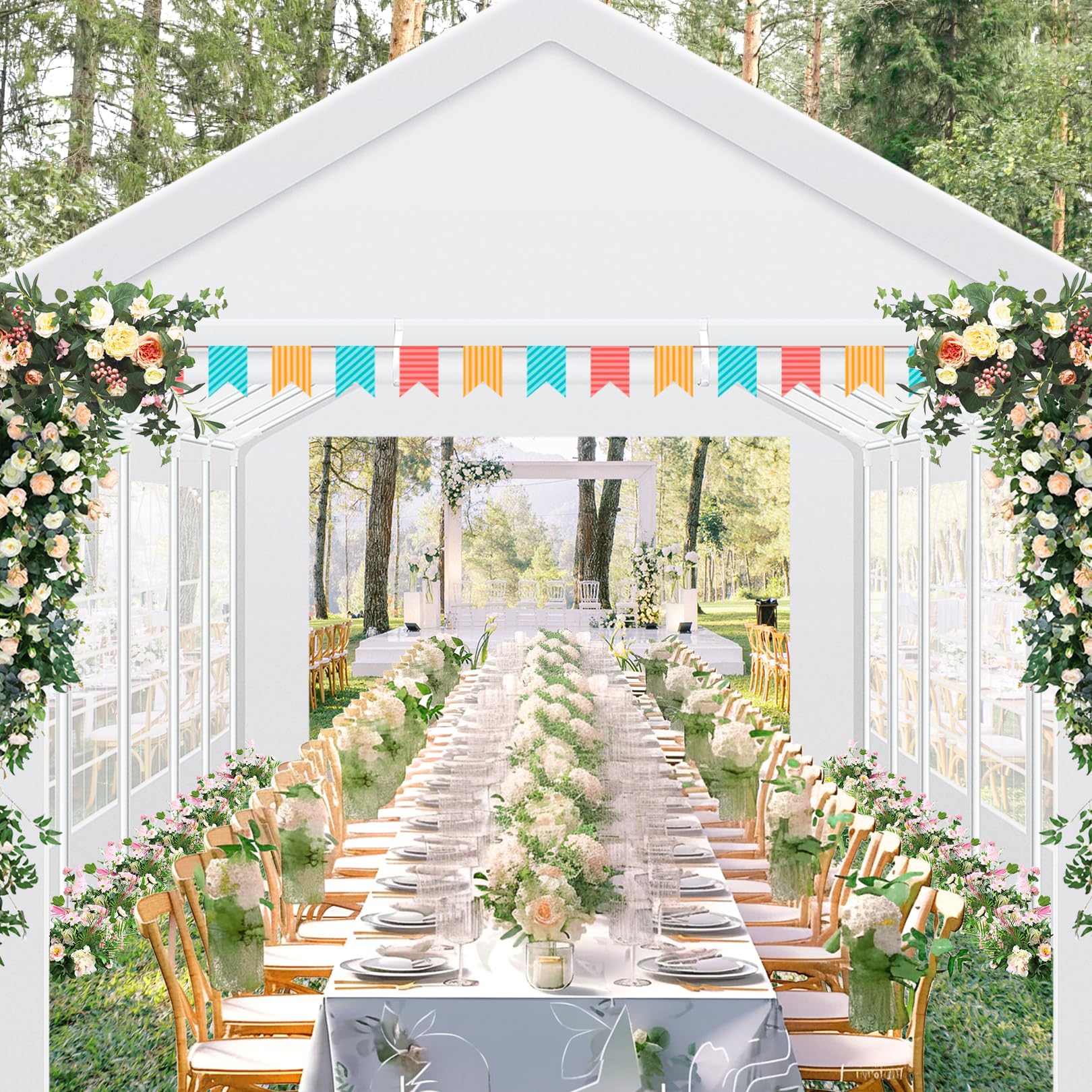 COBIZI 10x30 Party Tent Heavy Duty, Large Outdoor Wedding Tents for Parties with 8 Sidewalls & Built-in Sandbags,Waterproof Event Canopy Gazebo Commercial Tent for Carport,Camping,Patio,Windproof