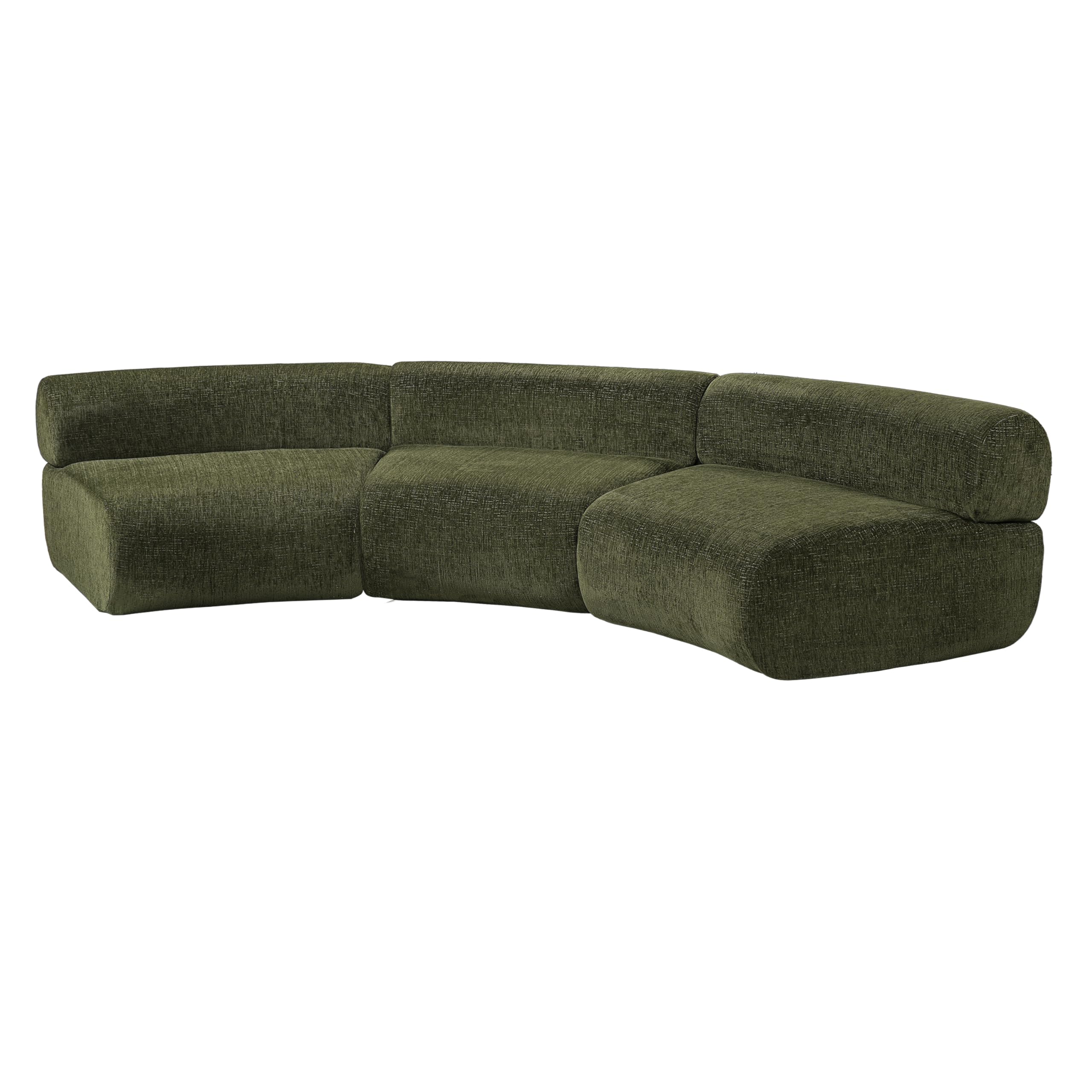 Christopher Knight Home Amino 118.5" Modular Sectional Sofa Chair, Modern Curved 3-Seater Large Sofa Couches, Comfy Upholstered Sectional Cloud Couch for Living Room, No Assembly Required, Green