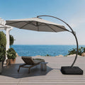 LAUSAINT HOME Outdoor Patio Umbrella with Base included, 12 FT Deluxe Curvy Cantilever Umbrella Heavy Duty Offset Hanging Umbrella with 360° Rotation for Market, Pool, Garden, Backyard, Deck (Grey)