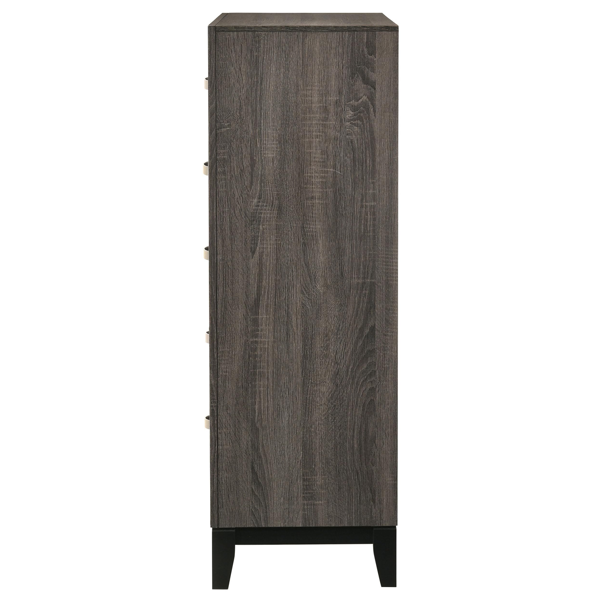 Coaster Home Furnishings - Watson - Wood - 5-Drawer Chest with Groove-Detailed Fronts, Black Legs, and Nickel Pulls - Bedroom - Gray Oak - 212425