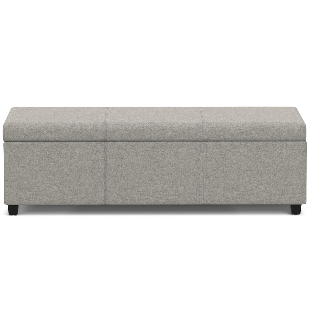 SIMPLIHOME Avalon Extra Large Storage Ottoman Bench - 54 inch Wide Upholstered Linen Look Fabric Rectangular Lift-Top Ottoman in Cloud Grey, Contemporary Bench for Living Room with Hidden Storage