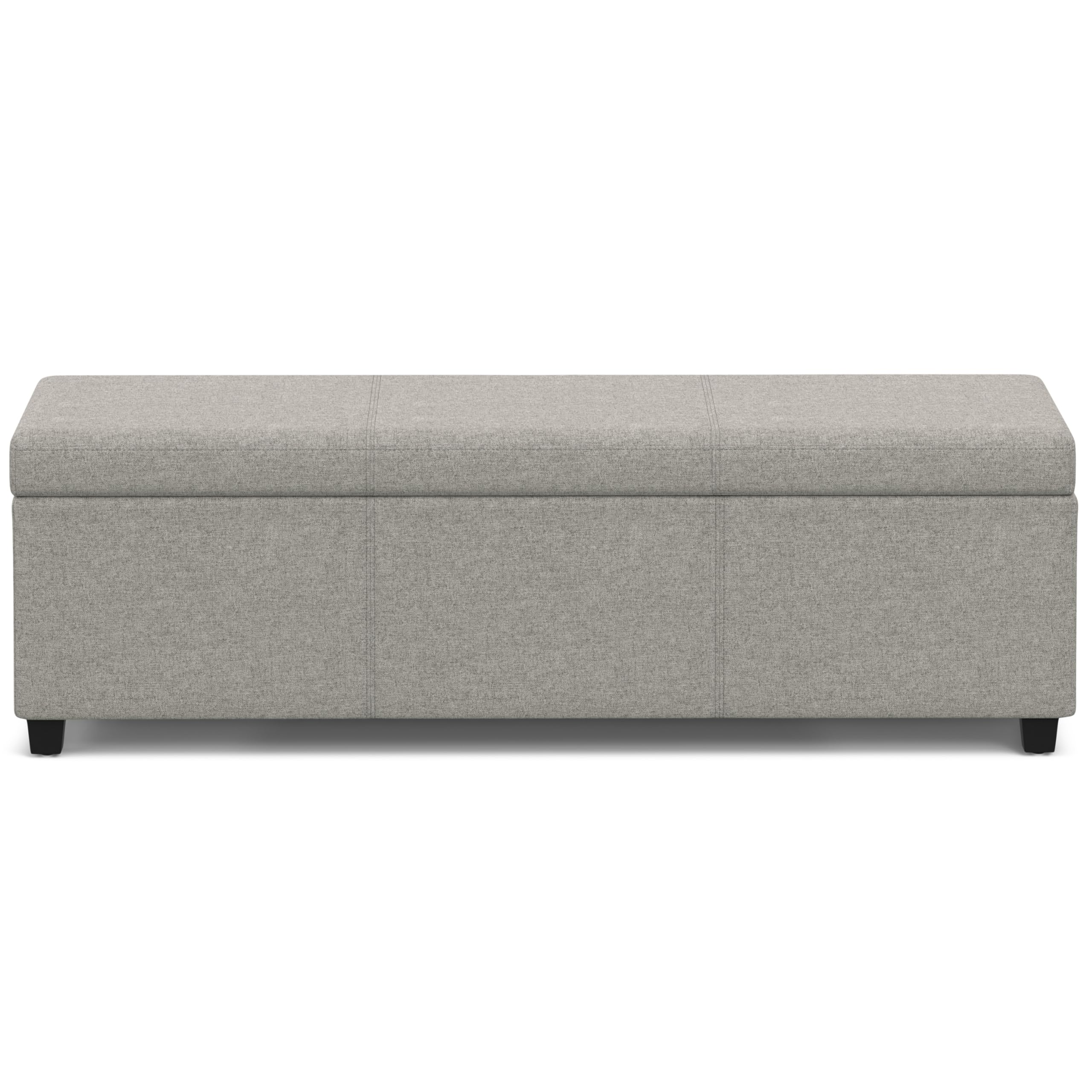 SIMPLIHOME Avalon Extra Large Storage Ottoman Bench - 54 inch Wide Upholstered Linen Look Fabric Rectangular Lift-Top Ottoman in Cloud Grey, Contemporary Bench for Living Room with Hidden Storage
