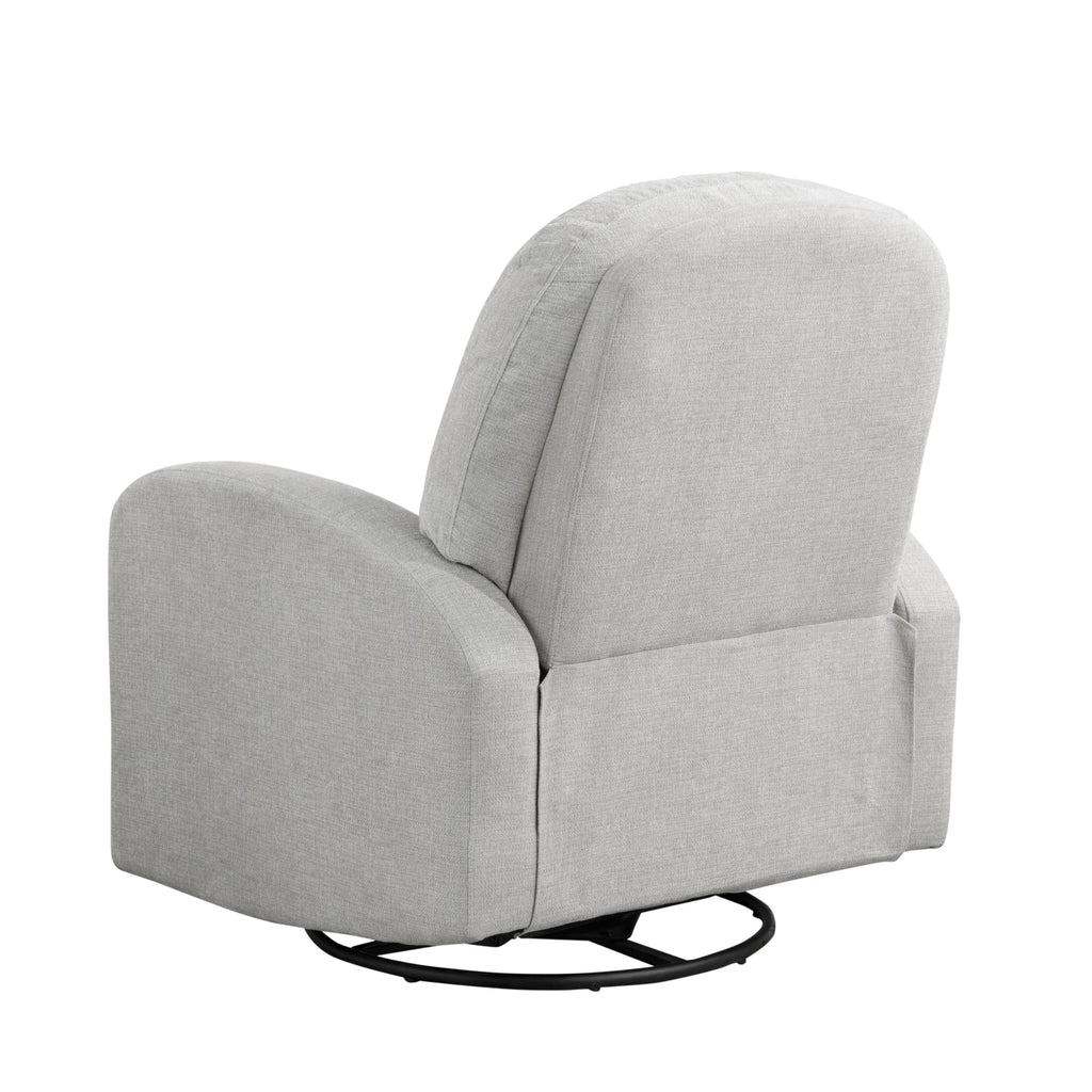 Relax-A-Lounger Palmdale 37.4" Swivel Rocker Manual Pull-Handle Recliner, Soft Modern, Pocket Coil Comfort, Black Metal Swivel Base Leg, Soft Chenille Fabric, Light Gray
