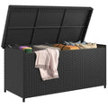 YITAHOME 260 Gallon Wicker Deck Box, XXL All-Weather Outdoor Storage Box, Extra Large Rattan Storage Bin for Patio Furniture, Outdoor Cushions, Pool Storage and Garden Tools (Black)