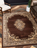 Unique Loom Reza Collection Traditional Persian Style Area Rug, 9 ft 10 in x 13 ft, Brown/Ivory