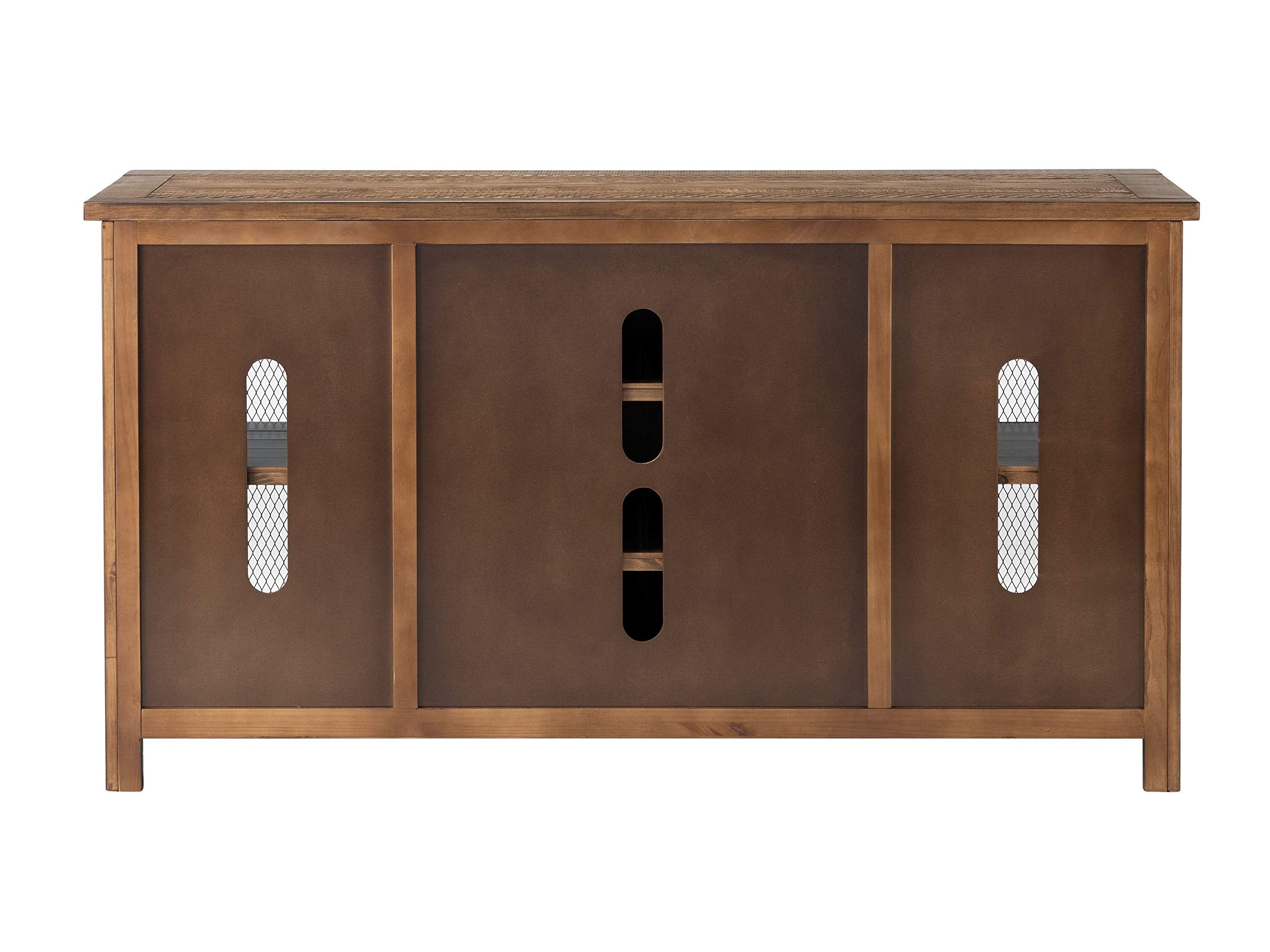 Martin Svensson Home 65" Solid Pine Wood Entertainment Center with Storage. Rustic TV Stand for TVs up to 70." Sliding Doors, Adjustable Shelves & Cable Management – Natural Finish