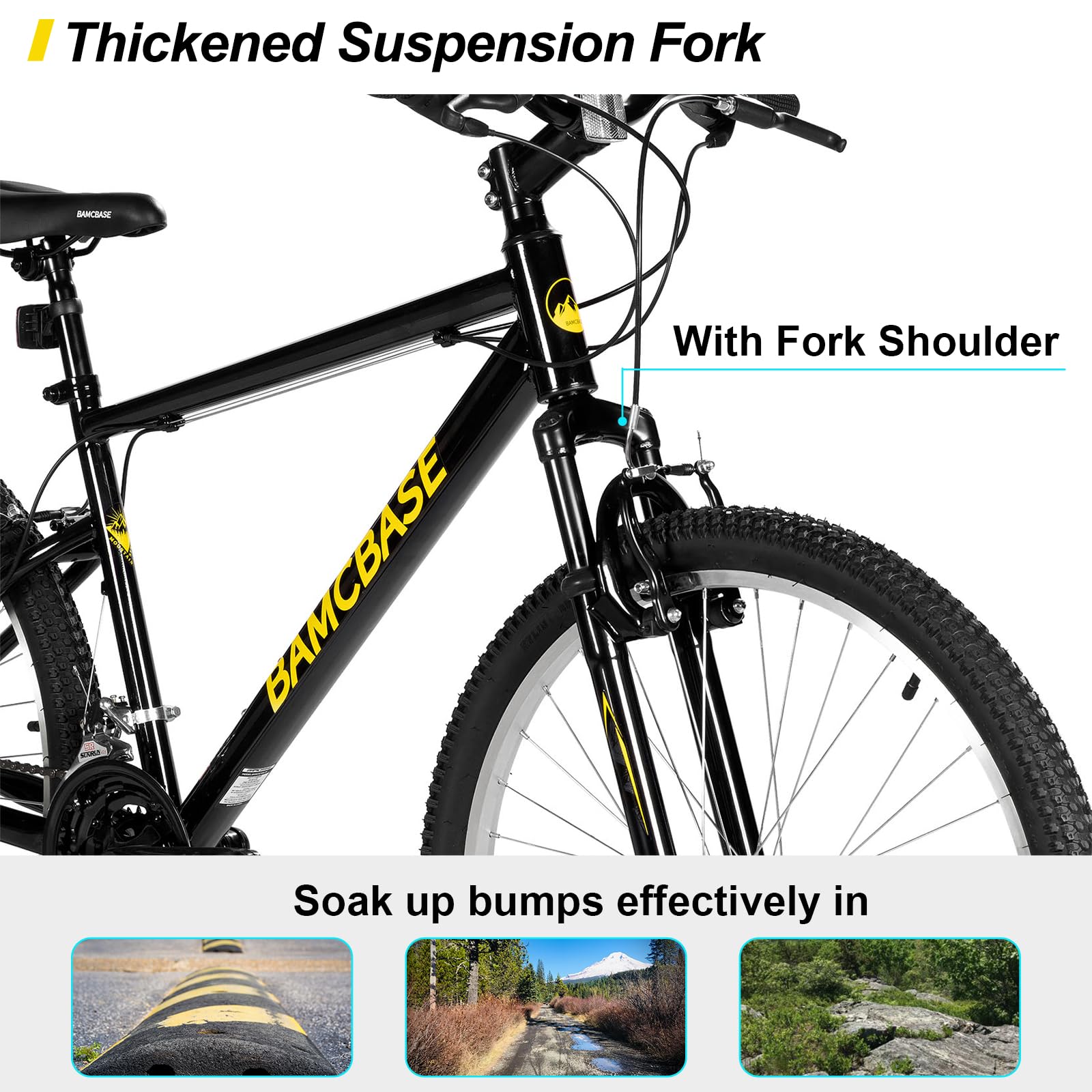 HH HILAND 27 Inch Mountain Bike, Mens Womens MTB with 18 Speeds, High-Tensile Steel Frame, V Brake, Hardtail Bicycle for Adults Black