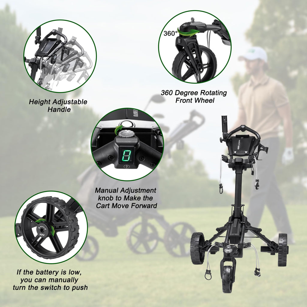KVV Electric Golf Push Cart with Remote Control, Smallest Folding Size, Suitable for All Terrains, Lightweight and Super Compact Electric Golf Cart