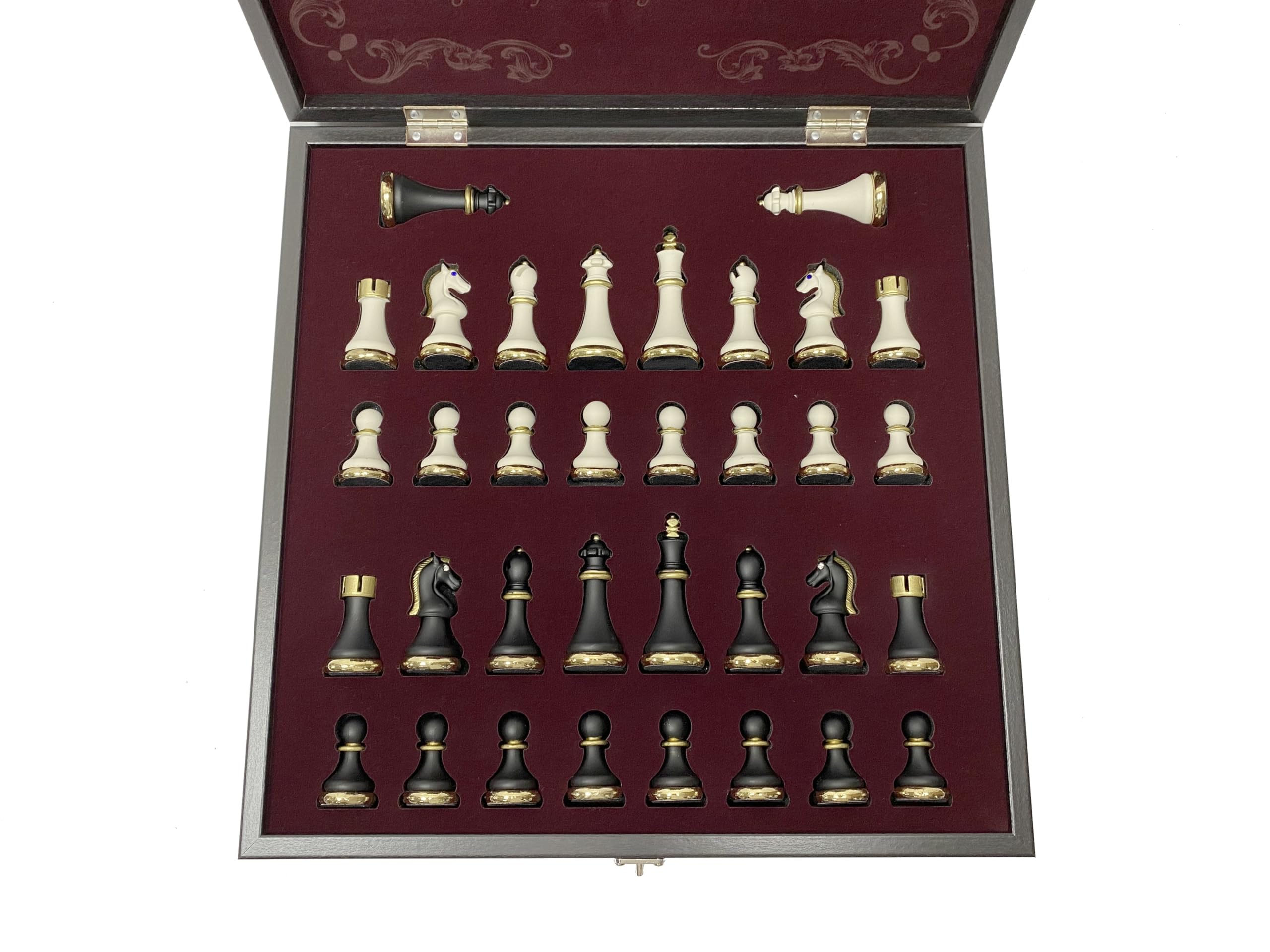 Antochia Crafts 16.5 Inches Large Chess Set - Luxury Chess Pieces with 2 Extra Queens and Wooden Chess Board with Mosaic Details (Green)