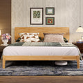 Novilla King Size Bed Frame with 3-Level Adjustable Storage Headboard, Solid Wood Platform Bed Frame with Slats, No Box Spring Needed, Noise Free, Natural Finish for Master Bedroom and Guest Room