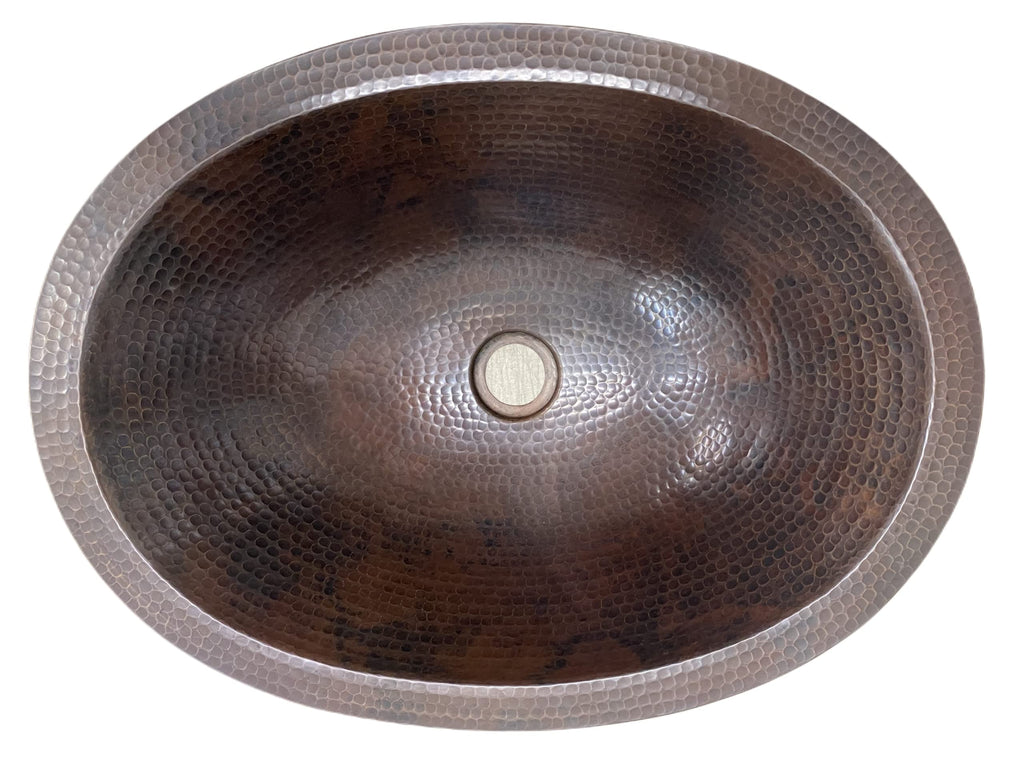 Simply Copper 19" Rustic Oval Copper Bathroom Sink Undermount or Drop-In