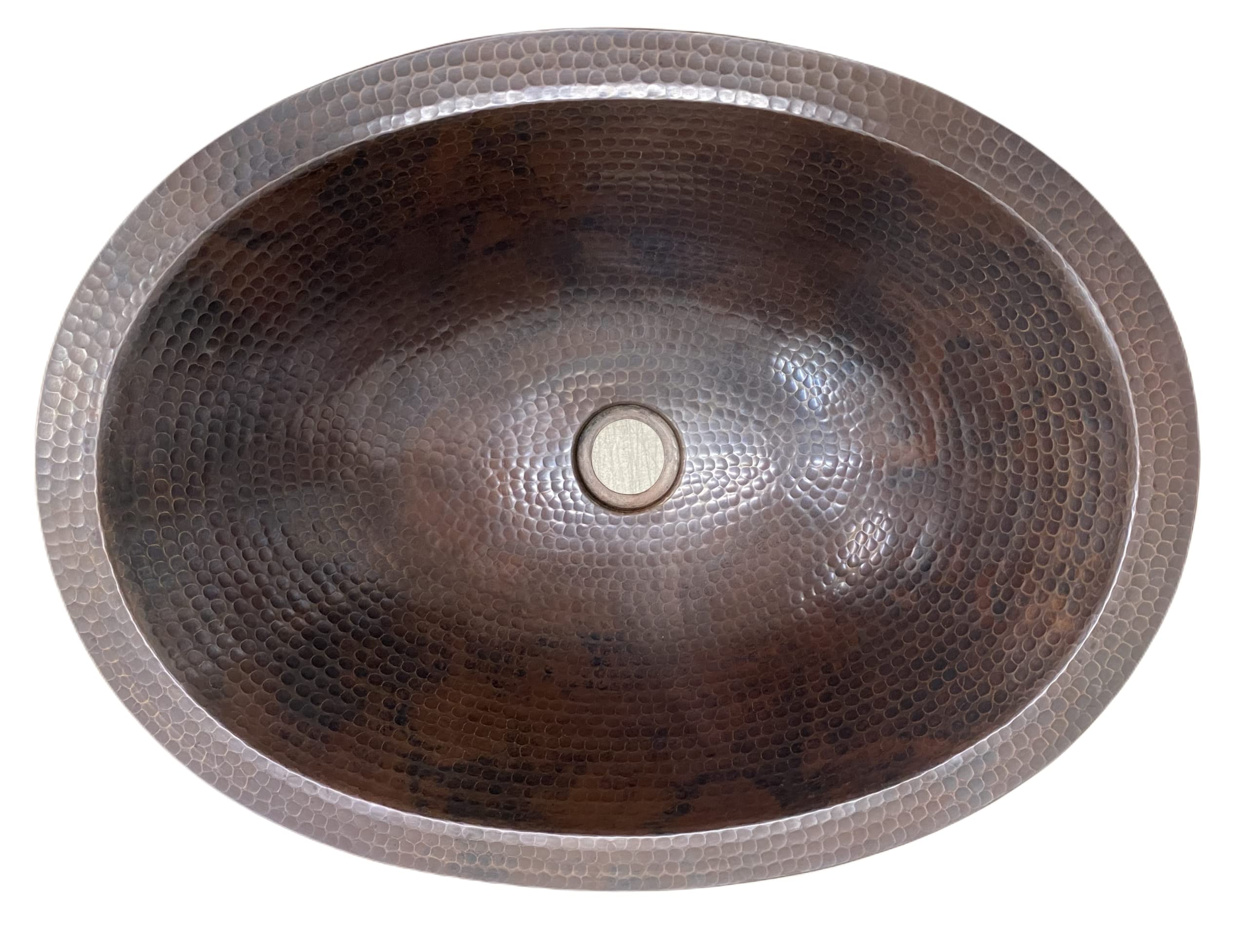 Simply Copper 19" Rustic Oval Copper Bathroom Sink Undermount or Drop-In